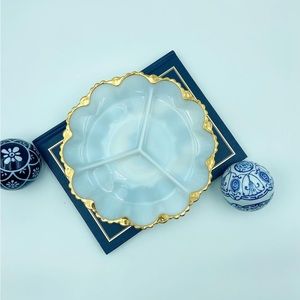 Vintage Anchor Hocking Fire King Milk Glass Divided Dish